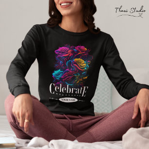 Vier Vrouw Moderne Kleurrijke Bloem T-shirt