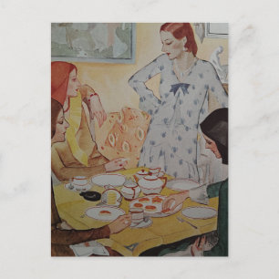 Vier vrouwen met een kaasje in 1930  briefkaart