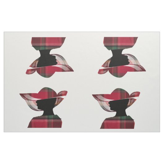 Vier vrouwen Silhouette Pet Madras Pset Pattern Stof (Yard (91,4 cm))