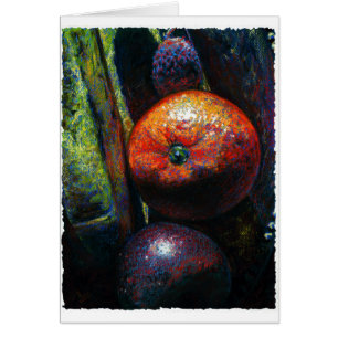 Vier vruchten: Sinaasappel, Banaan, Plum, Lychee