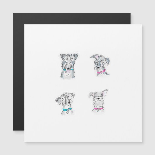 Vier wassende honden kaart (Voorkant / Achterkant)