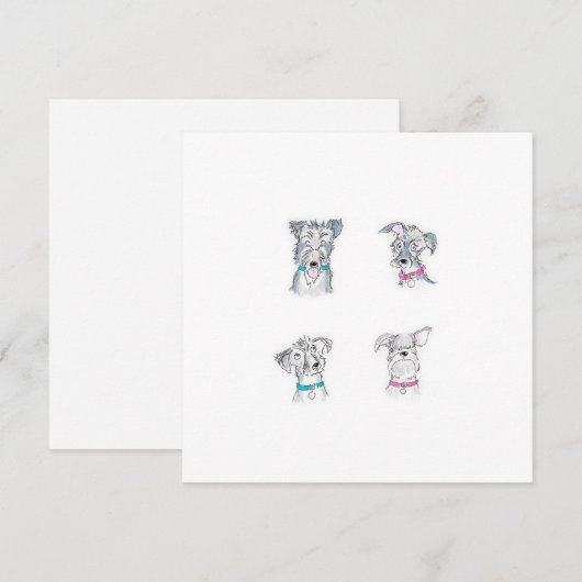 Vier wassende honden kaart (Voorkant / Achterkant)