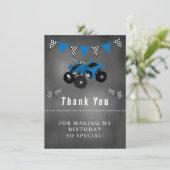 Vier Wheeler Birthday Dank je Bedankkaart (Staand voorkant)