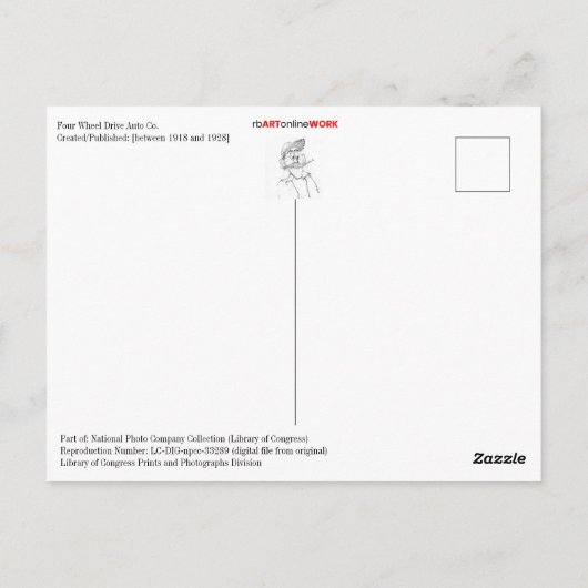 Vier wielaandrijving auto Co. Briefkaart (Achterkant)