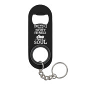 Vier Wielen Bewegen het Lichaam Twee Wielen Bewege Mini Flessenopener (Achterkant)