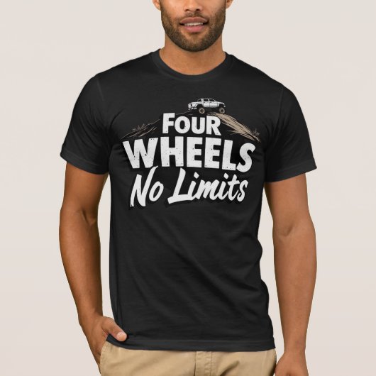 Vier wielen, geen grenzen t-shirt (Voorkant)