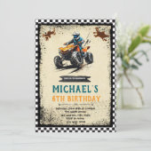 Vier wieler verjaardagsuitnodiging kaart (Staand voorkant)