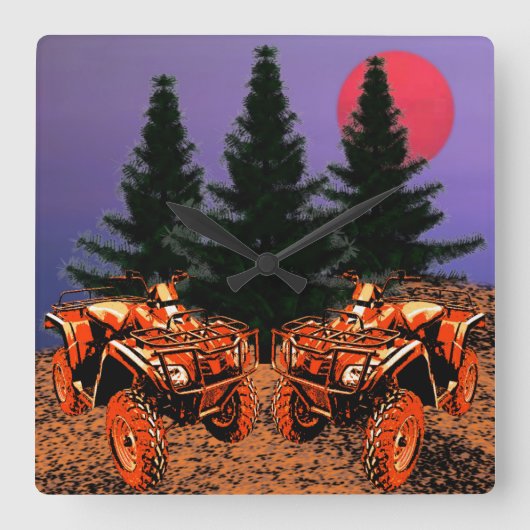 Vier wielstellen vierkante klok (Voorkant)