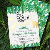 Vier Wild Dinosaur Boys 4th Birthday Real Folie Uitnodiging
