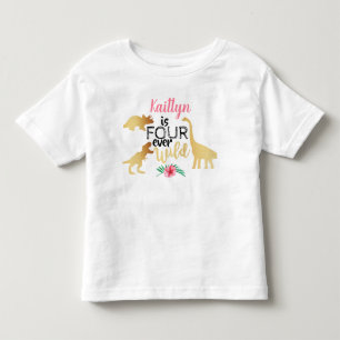 Vier Wild Dinosaur Meisjes 4e Verjaardag Kinder Shirts