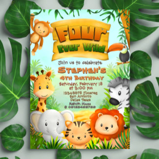 Vier Wild Safari verjaardagen Kaart