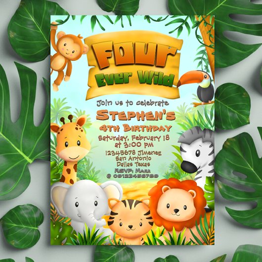Vier Wild Safari verjaardagen Kaart