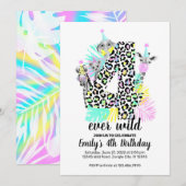 Vier wilde 4e Wild Birthday-uitnodiging ooit Kaart (Voorkant / Achterkant)
