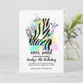 Vier wilde 4e Wild Birthday-uitnodiging ooit Kaart (Staand voorkant)