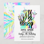 Vier wilde 4e Wild Birthday-uitnodiging ooit Kaart (Voorkant / Achterkant)