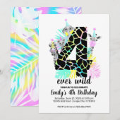 Vier wilde 4e Wild Birthday-uitnodiging ooit Kaart (Voorkant / Achterkant)