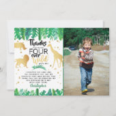 Vier Wilde Boys 4e verjaardag Foto Bedankkaart (Voorkant)