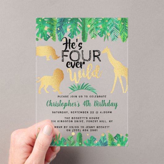 Vier Wilde Boys op de vierde verjaardag Acryl Uitnodigingen (Insitu (Draagbaar))