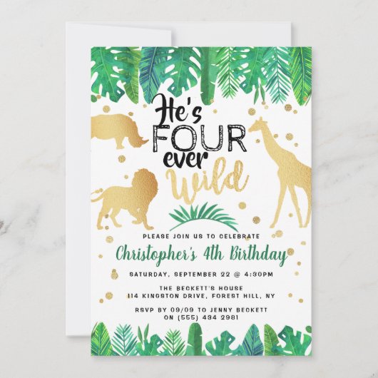 Vier Wilde Boys op de vierde verjaardag Kaart (Voorkant)