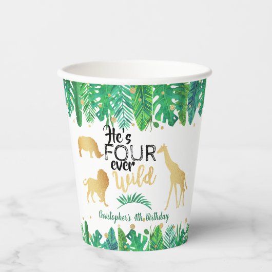 Vier Wilde Boys op de vierde verjaardag Papieren Bekers (Voorkant)