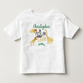 Vier Wilde Dinosaurus Jongens 4e Verjaardag Kinder Shirts (Voorkant)