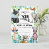 Vier Wilde Leopard Safari Dieren vierde verjaardag Kaart (Staand voorkant)