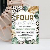 Vier Wilde Luipaard Print Oerwoud Verjaardag Kaart