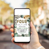 Vier Wilde Luipaard Print Oerwoud Verjaardag Kaart