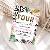 Vier Wilde Luipaard Print Oerwoud Verjaardag Kaart