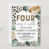 Vier Wilde Luipaard Print Oerwoud Verjaardag Kaart (Voorkant)