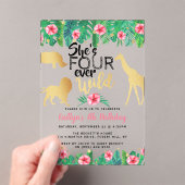 Vier Wilde Meisjes op de vierde verjaardag Acryl Uitnodigingen (Insitu (Draagbaar))