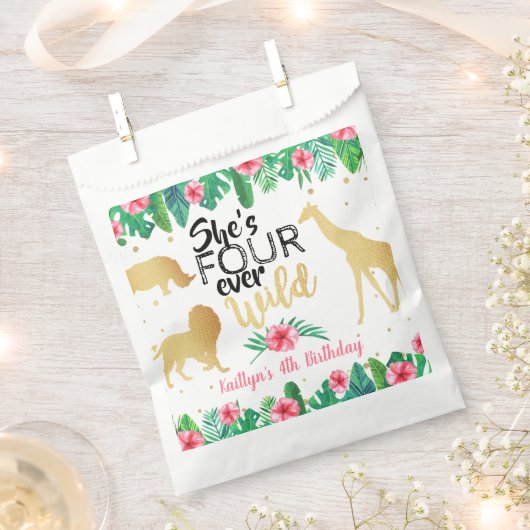Vier Wilde Meisjes op de vierde verjaardag Bedankzakje (Geknipt)