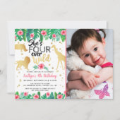 Vier Wilde Meisjes op de vierde verjaardag Foto Kaart (Voorkant)