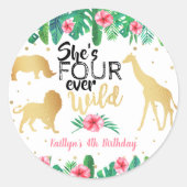 Vier Wilde Meisjes op de vierde verjaardag Klassic Ronde Sticker (Voorkant)