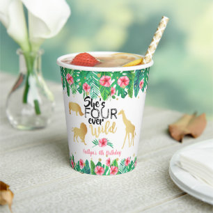 Vier Wilde Meisjes op de vierde verjaardag Papieren Bekers