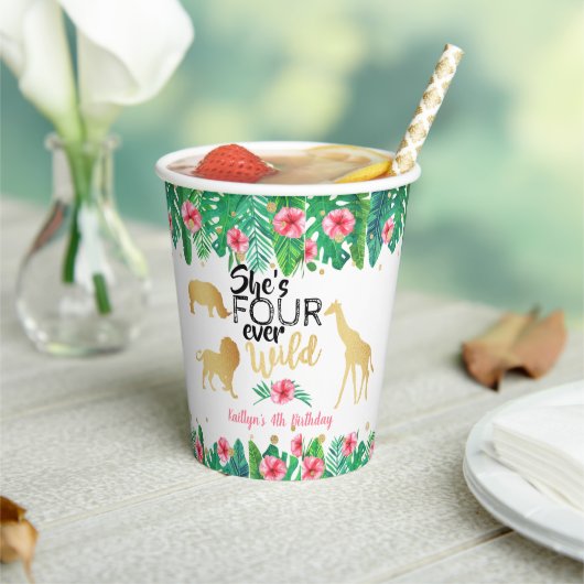 Vier Wilde Meisjes op de vierde verjaardag Papieren Bekers (Insitu)