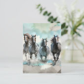 Vier Wilde Mustangs Galopperen Over De Prairie Briefkaart (Staand voorkant)