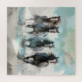 Vier Wilde Mustangs Galopperen Over De Prairie Legpuzzel (Horizontaal)