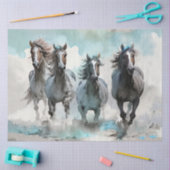 Vier Wilde Mustangs Galopperen Over De Prairie Tissuepapier (Craft)