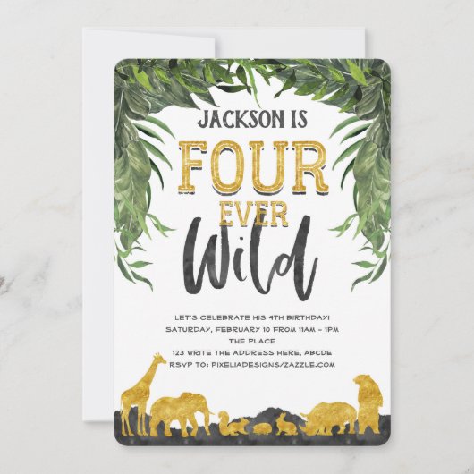 Vier wilde Oerwoud safari's, vier jaar geleden Kaart (Voorkant)