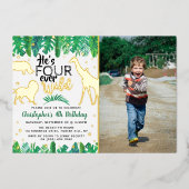 Vier Wilde Oerwouden jongens van de vierde verjaar Folie Uitnodiging (Voorkant)