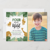 Vier Wilde Safari Animal Boy Verjaardag Kaart (Voorkant)