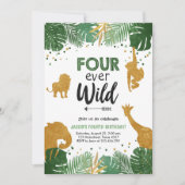 Vier Wilde Safari Animal Boy Verjaardag Kaart (Voorkant)