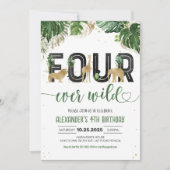 Vier wilde Safari dieren verjaardag Kaart (Voorkant)