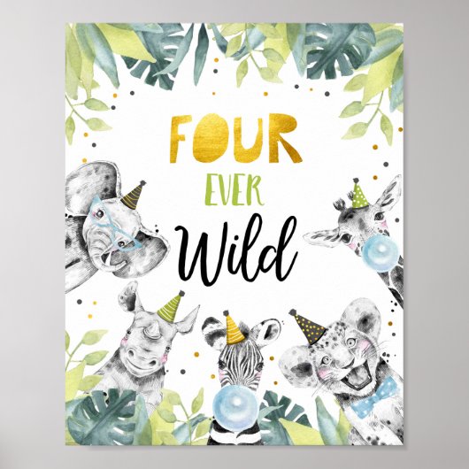Vier Wilde Safari-feesten op zaterdag Poster (Voorkant)