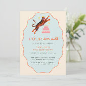 Vier Wilde Tijger Kinder 4e Verjaardag Kaart (Staand voorkant)