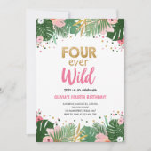 Vier Wilde Tropische Safari Meisje Verjaardag Kaart (Voorkant)