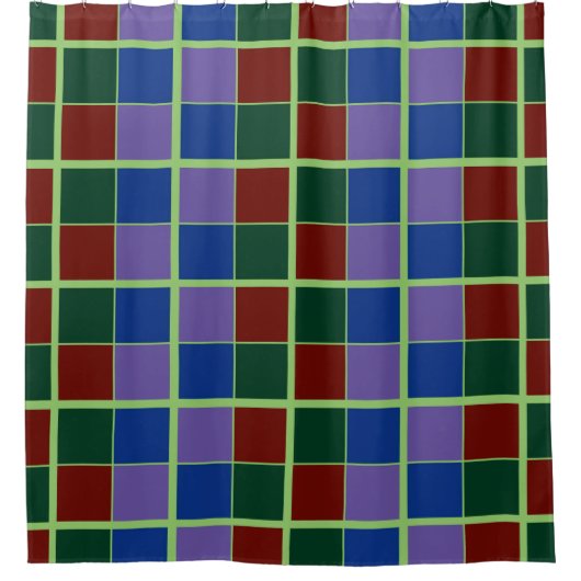 Vier willekeurige kleuren geruit douchegordijn (Voorkant)