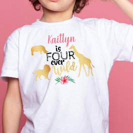 Vier Wilt Jungle Safari Meisjes 4e Verjaardag Kinder Shirts