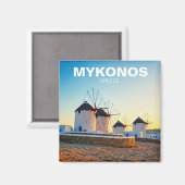 Vier windmolens in Mykonos Griekenland Cycladen Re Magneet (Voorkant / Achterkant)